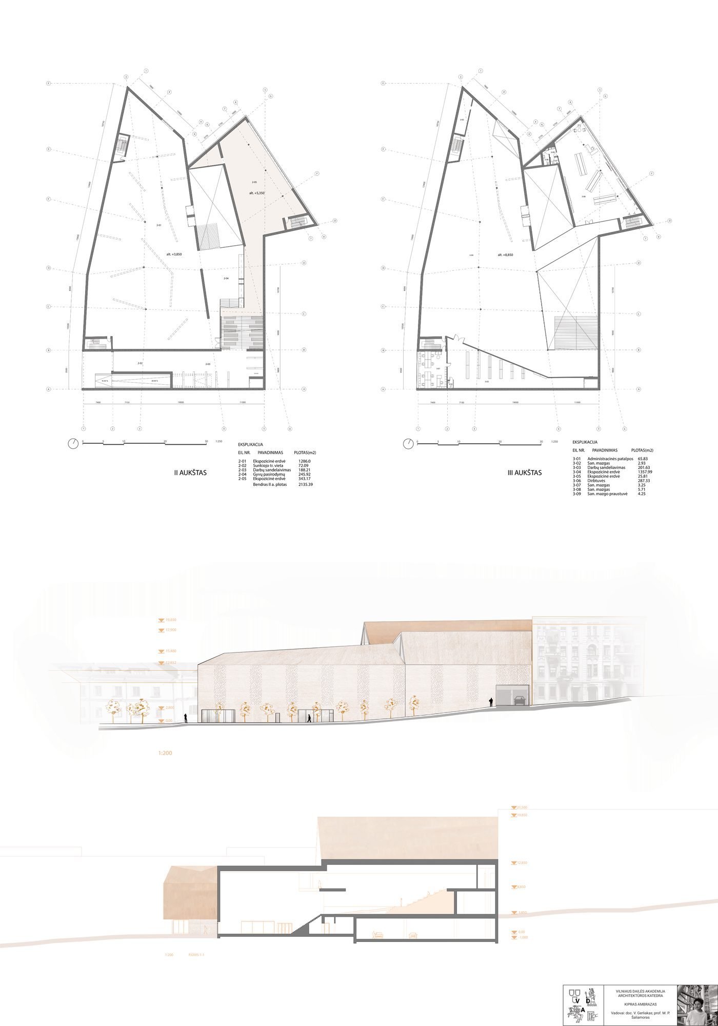 Tautos pažinimo meno galerijos projekto planšetas.