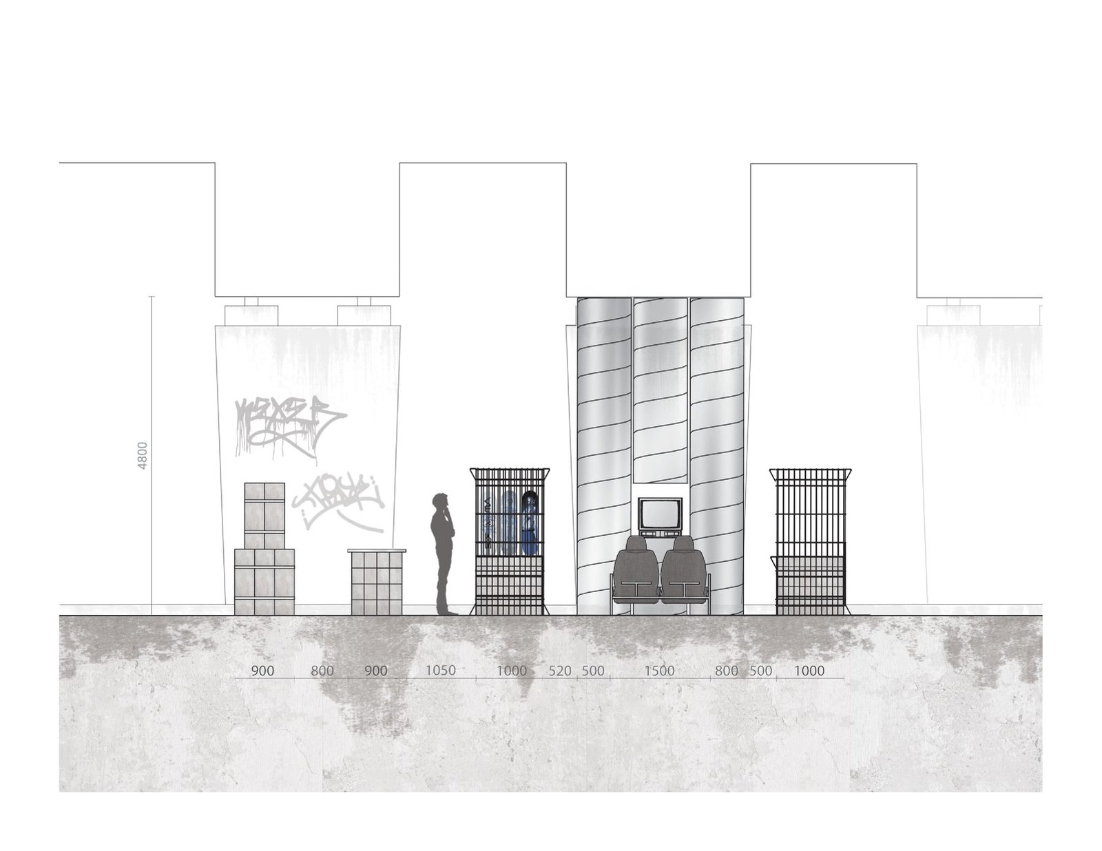 POP UP SHOP — konceptinė erdvė Hajime Sorayama grafikos riedlenčių kolekcijai.